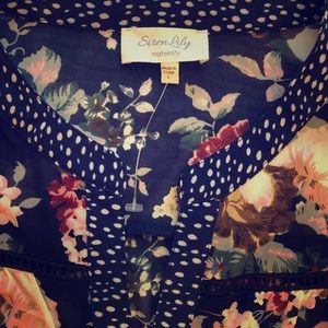 Navy Blue Floral Maternity Top